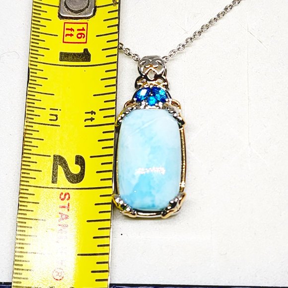 Larimar & Neon Apatite necklace in 14K YG & Platinum over 925SS 17.58 cts 20 in - Picture 3 of 4
